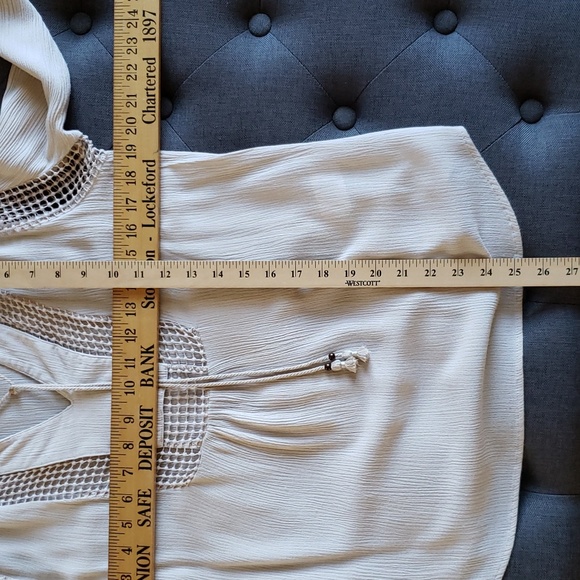 Joseph A Cream Taupe Boho Gauze Crochet Detail Top Medium - Picture 4 of 5